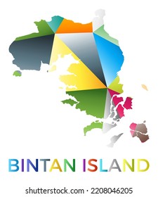 Bright colored Bintan Island shape. Multicolor geometric style island logo. Modern trendy design. Stylish vector illustration.