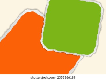 Bright colored blank paper banner with torn edges for revealing message concepts. Vector illustration