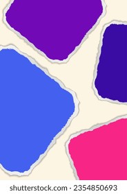Bright colored blank paper banner with torn edges for revealing message concepts. Vector illustration