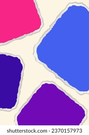 Bright colored blank paper banner with torn edges for revealing message concepts. Vector illustration