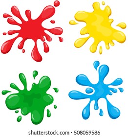 Bright colored blots, red, blue, yellow and green