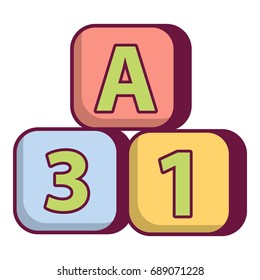 Bright colored bricks icon. Cartoon illustration of bright colored bricks vector icon for web design