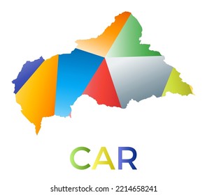 Bright colored CAR shape. Multicolor geometric style country logo. Modern trendy design. Classy vector illustration.