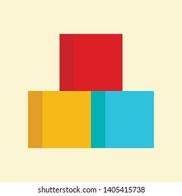 Bright colored children cubes on a white isolated background. Toy. Icon. Vector illustration. EPS 10.