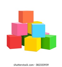 bright colored children cubes on a white isolated background. vector 