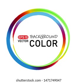 Bright colored circle, abstract round frame drawn with colored lines, space for text.