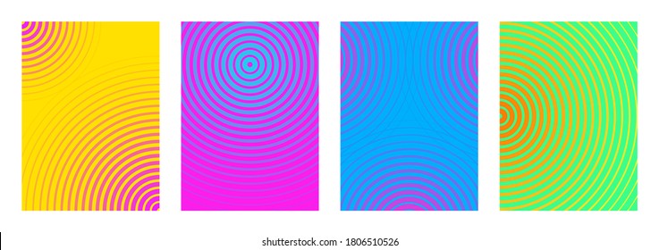Bright colored circles background design collection. Templates texture for business card, cover layout, brochure, corporate pages, poster, banner, web design set. Vector illustration.