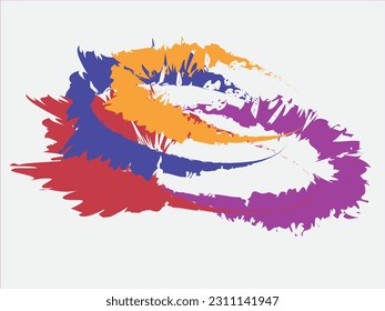 bright colored circular paint brush stroke vector illustration
