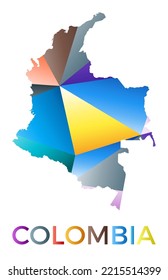 Bright colored Colombia shape. Multicolor geometric style country logo. Modern trendy design. Superb vector illustration.