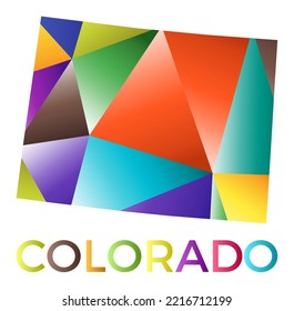 Bright colored Colorado shape. Multicolor geometric style US state logo. Modern trendy design. Amazing vector illustration.
