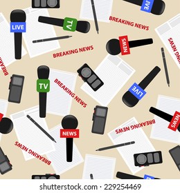 bright colored conceptual seamless pattern on the theme of breaking news