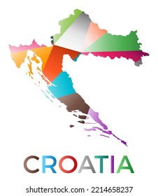 Bright colored Croatia shape. Multicolor geometric style country logo. Modern trendy design. Captivating vector illustration.