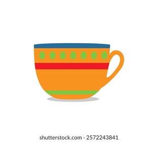 bright colored cup with a pattern on a white background,