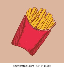 
bright colored cute illustration of fast food on a colored background