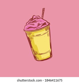 
bright colored cute illustration of fast food on a colored background