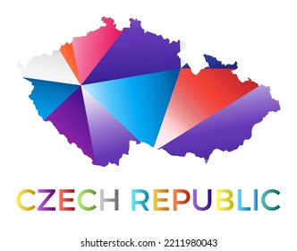 Forma de la República Checa de colores vivos. Logo de país de estilo geométrico multicolor. Diseño moderno y de moda. Ilustración vectorial atractiva.