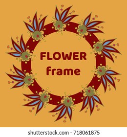 Bright colored decorative circle flower frame with inscription