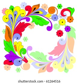 Bright colored design with floral elements and free space for your text (eps10)