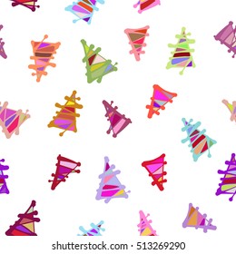Bright colored drawing objects, line, abstraction, triangles. Vector seamless pattern.