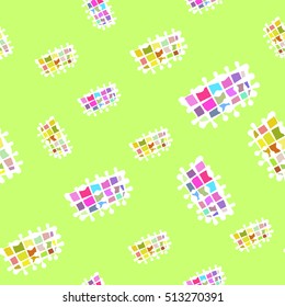 Bright colored drawing objects, lines, abstraction. Vector seamless pattern