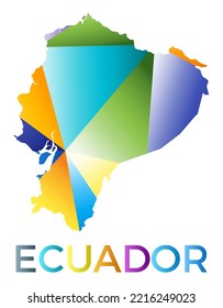 Bright colored Ecuador shape. Multicolor geometric style country logo. Modern trendy design. Beautiful vector illustration.