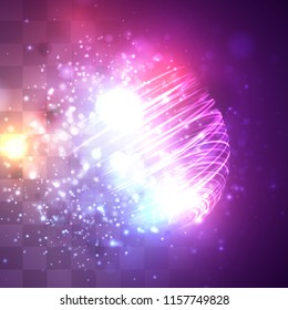 a bright colored energy stream swirling against a dark background. vector abstract concept