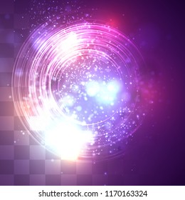 a bright colored energy stream swirling against a dark background. vector abstract concept