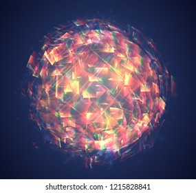 a bright colored energy stream swirling against a dark background. vector abstract concept