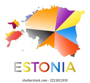 Bright colored Estonia shape. Multicolor geometric style country logo. Modern trendy design. Cool vector illustration.