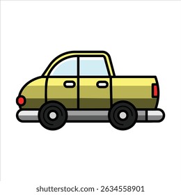 A bright colored flat illustration of a pickup truck, showcasing a blue and silver design, ideal for outdoor and work visuals.