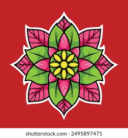 Bright colored floral designs for various sticker, brand, pattern needs