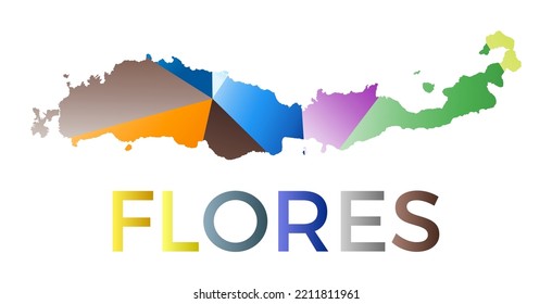 Bright colored Flores shape. Multicolor geometric style island logo. Modern trendy design. Powerful vector illustration.