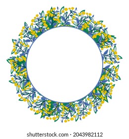 bright colored frame made of leaves and berries, vector design element