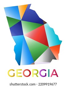 Bright colored Georgia shape. Multicolor geometric style US state logo. Modern trendy design. Attractive vector illustration.