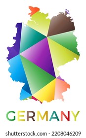 Bright colored Germany shape. Multicolor geometric style country logo. Modern trendy design. Artistic vector illustration.