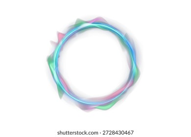 Círculos de neón degradados de colores brillantes con curvas redondas onduladas dinámicas, brillo holográfico e iluminación multicolor vibrante aislada en PNG transparente, perfecta para diseños futuristas, Plantillas abstractas e Elementos de interfaz de usuario modernos
