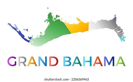 Bright colored Grand Bahama shape. Multicolor geometric style island logo. Modern trendy design. Artistic vector illustration.