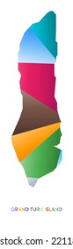 Bright colored Grand Turk Island shape. Multicolor geometric style island logo. Modern trendy design. Authentic vector illustration.