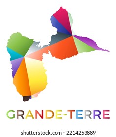 Bright colored Grande-Terre shape. Multicolor geometric style island logo. Modern trendy design. Attractive vector illustration.