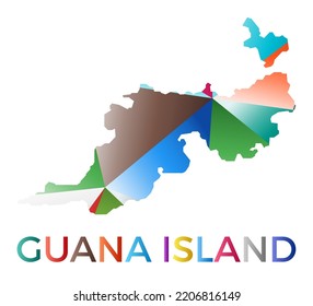 Bright colored Guana Island shape. Multicolor geometric style island logo. Modern trendy design. Awesome vector illustration.