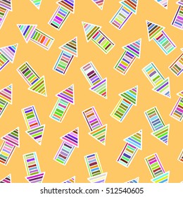 Bright colored hand drawn arrows, lines. Vector seamless pattern.