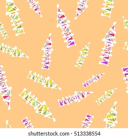 Bright colored hand drawn arrows, lines. Vector seamless pattern.