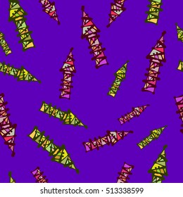 Bright colored hand drawn arrows, lines. Vector seamless pattern.
