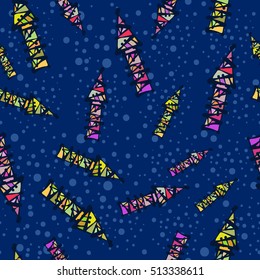 Bright colored hand drawn arrows, lines. Vector seamless pattern.