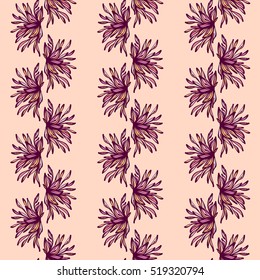 Bright colored hand drawn leaves, abstraction, ethnic motifs. Vector seamless pattern.