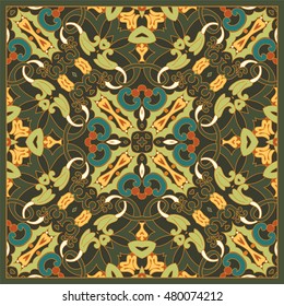 Bright colored handkerchief with abstract pattern for silk scarf or shawl.