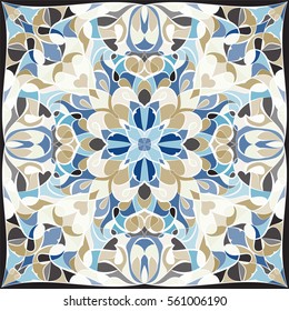 Bright colored handkerchief with abstract pattern for silk scarf or shawl.