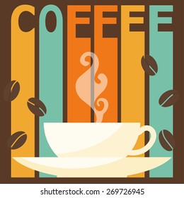 bright colored illustration on the theme of coffee time for use in design for card, invitation, poster, banner, placard, menu or billboard cover