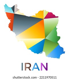 Bright colored Iran shape. Multicolor geometric style country logo. Modern trendy design. Modern vector illustration.