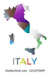 Bright colored Italy shape. Multicolor geometric style country logo. Modern trendy design. Stylish vector illustration.